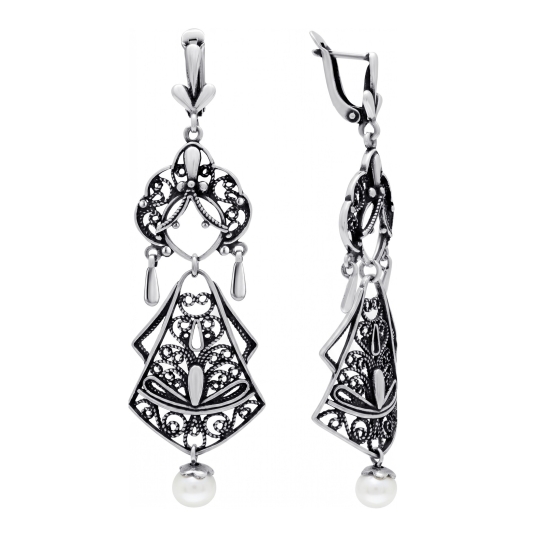 Серьги из серебра с фианитами