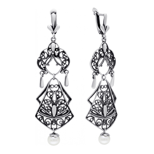 Серьги из серебра с фианитами