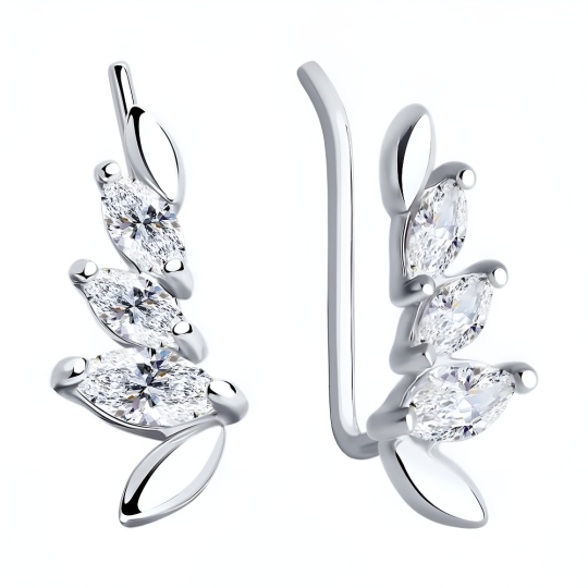 Серьги из серебра с фианитами