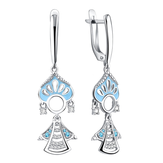 Серьги из серебра с фианитами