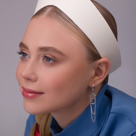 Серьги из серебра с жемчугом и фианитами