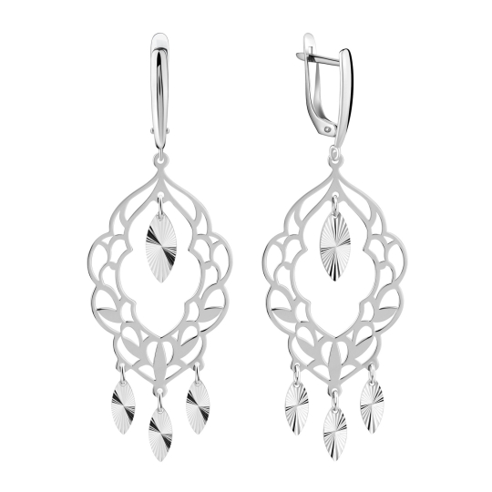 Серьги из серебра с гранатами и фианитами