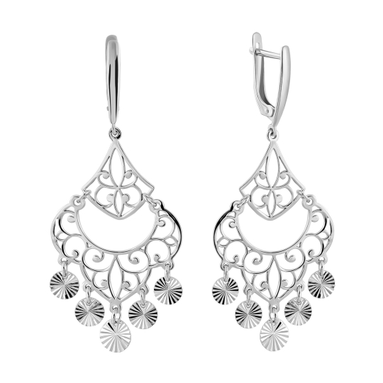 Серьги из серебра с фианитами