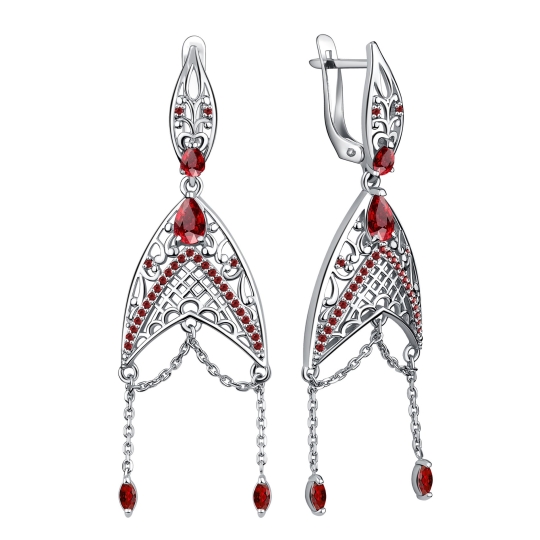 Серьги из серебра с фианитами
