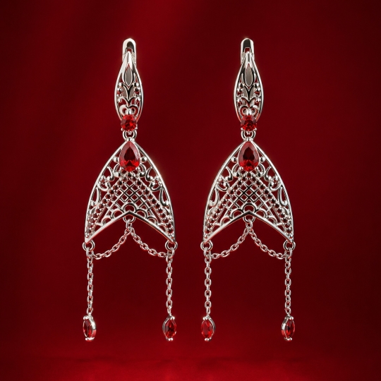 Серьги из серебра с фианитами 
