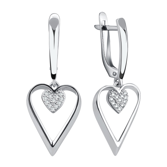 Серьги из серебра с фианитами