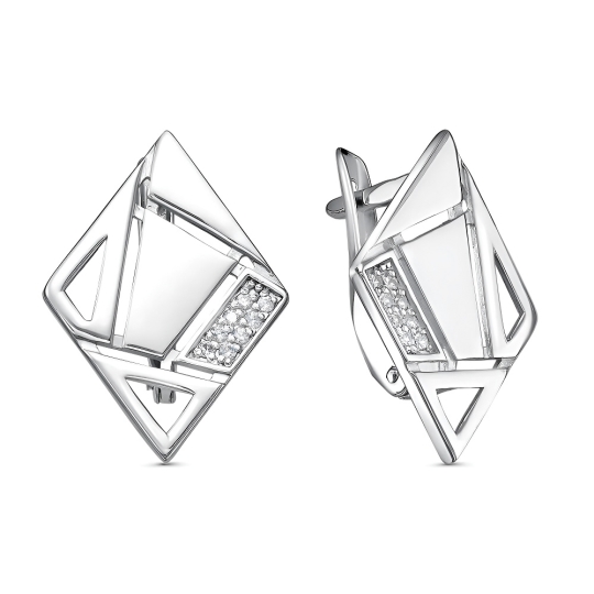 Серьги из серебра с фианитами