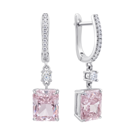 Серьги из серебра с ювелирными кристаллами и фианитами