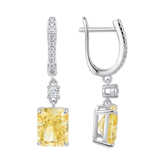 Серьги из серебра с ювелирными кристаллами и фианитами