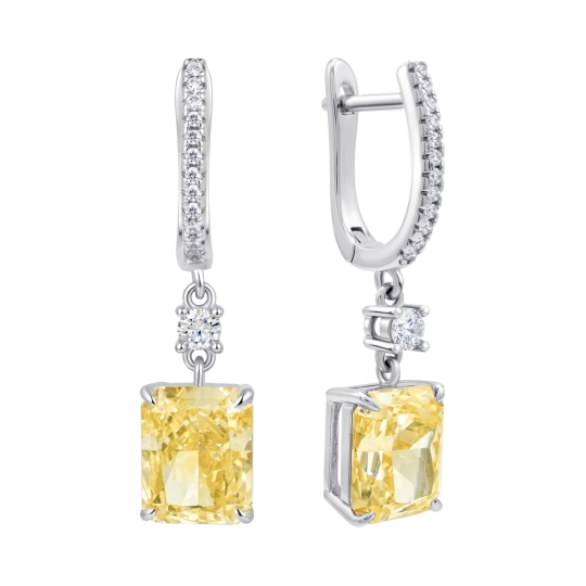 Серьги из серебра с ювелирными кристаллами и фианитами