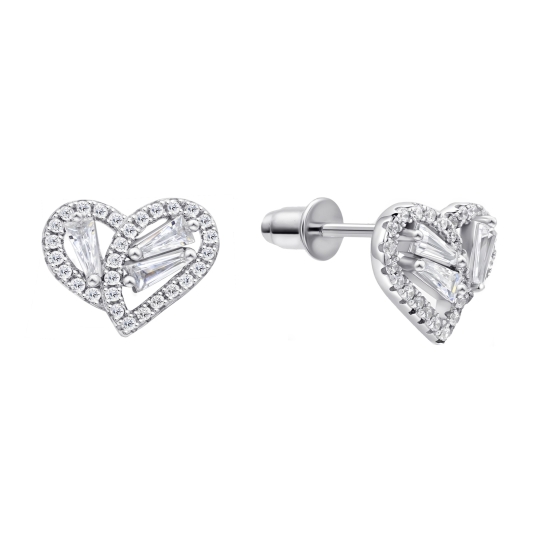 Серьги из серебра с жемчугом и фианитами