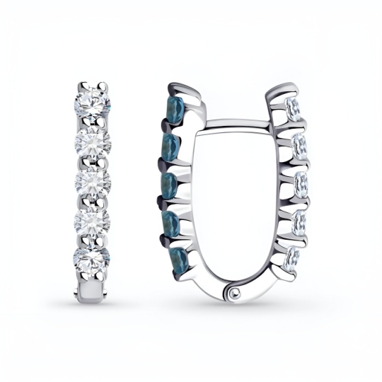 Серьги из серебра с фианитами