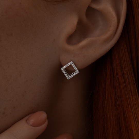 Серьги из серебра с цитринами и фианитами