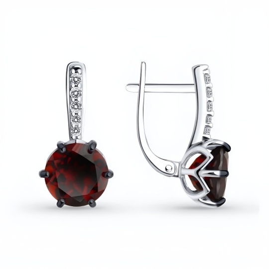 Серьги из серебра с горным хрусталем