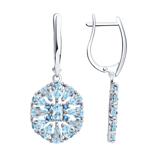 Серьги из серебра с фианитами 