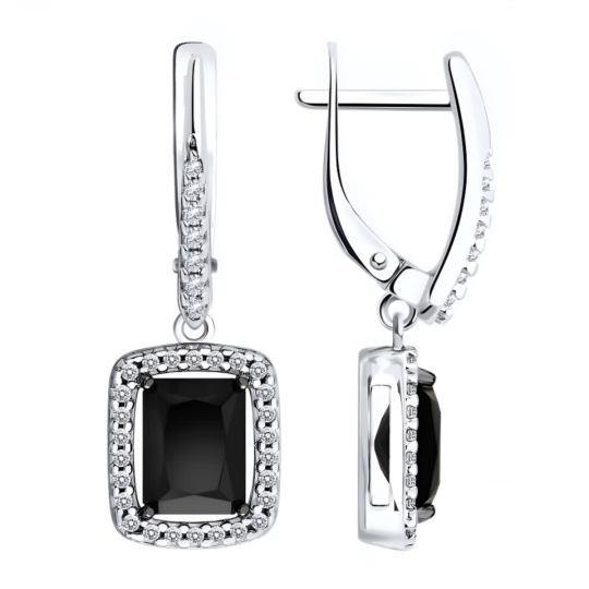 Серьги из серебра с фианитами