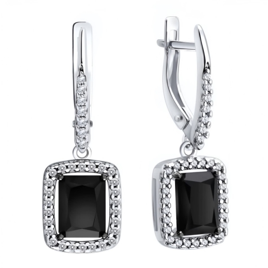Серьги из серебра с фианитами
