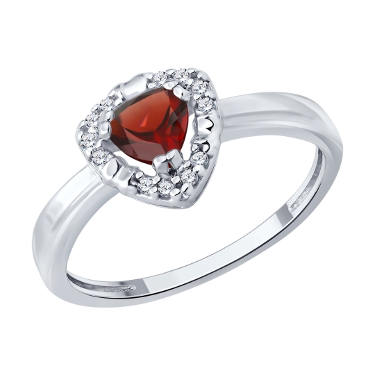 Серьги из серебра с гранатами и фианитами