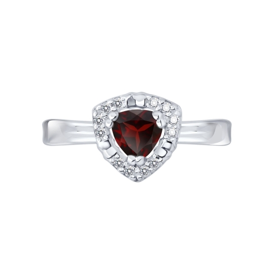 Серьги из серебра с гранатами и фианитами