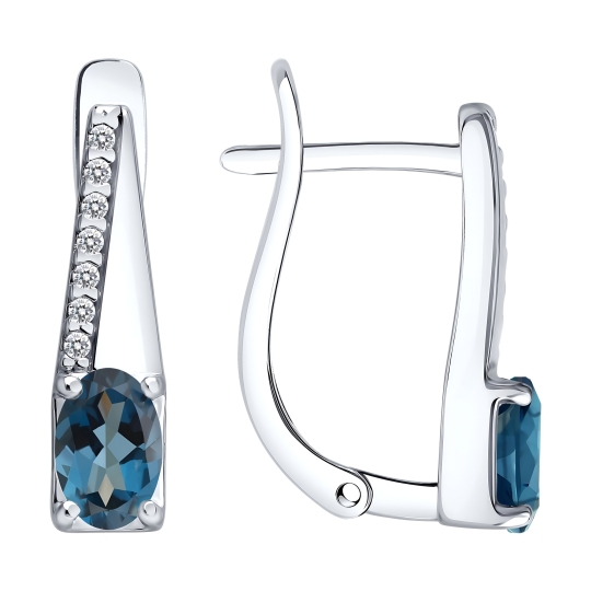 Серьги из серебра с фианитами
