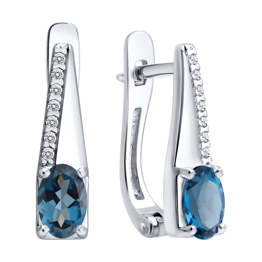 Серьги из серебра с фианитами