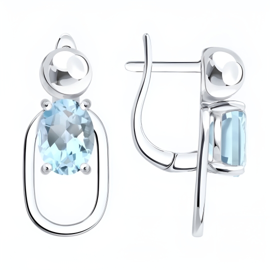 Серьги из серебра с фианитами