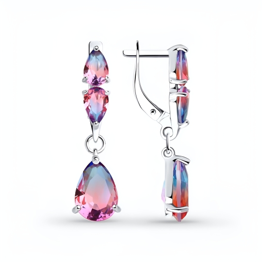 Серьги из серебра с фианитами
