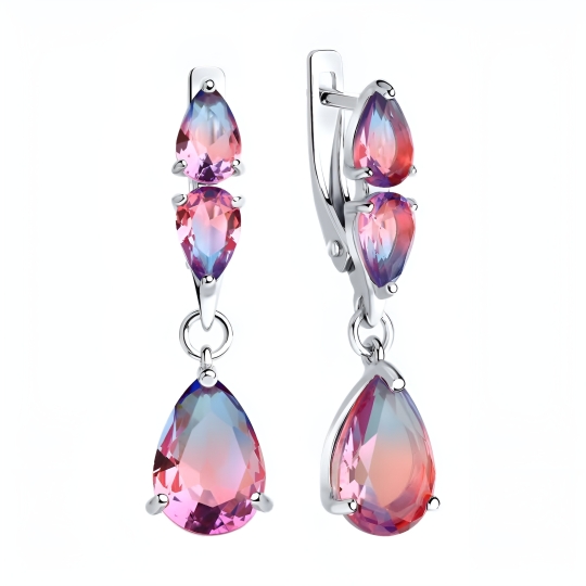 Серьги из серебра с фианитами
