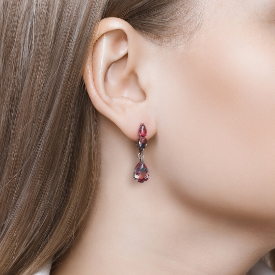 Серьги из серебра с фианитами