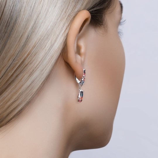 Серьги из серебра с фианитами