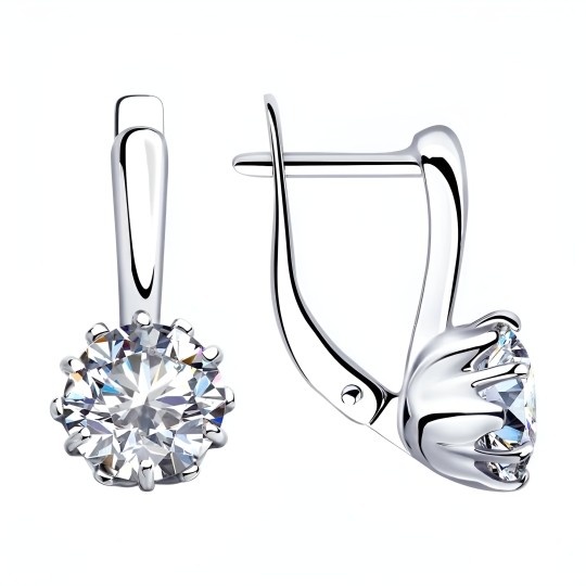 Серьги из серебра с фианитами