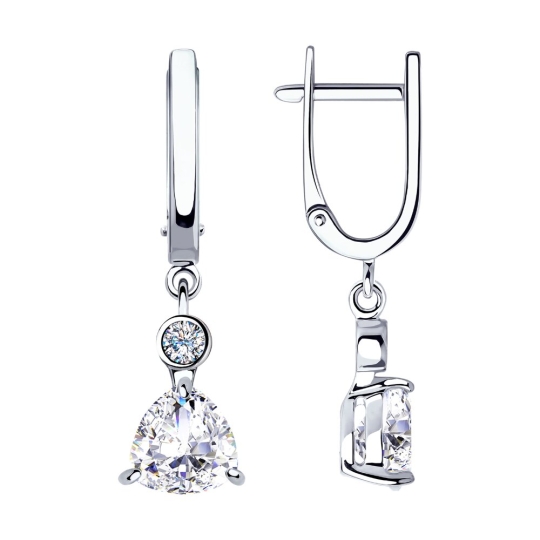 Серьги из серебра с фианитами