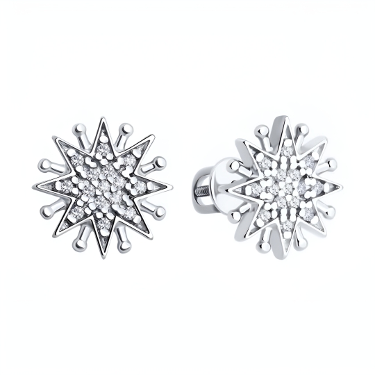 Серьги из серебра с фианитами