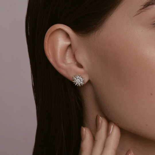 Серьги из серебра с фианитами