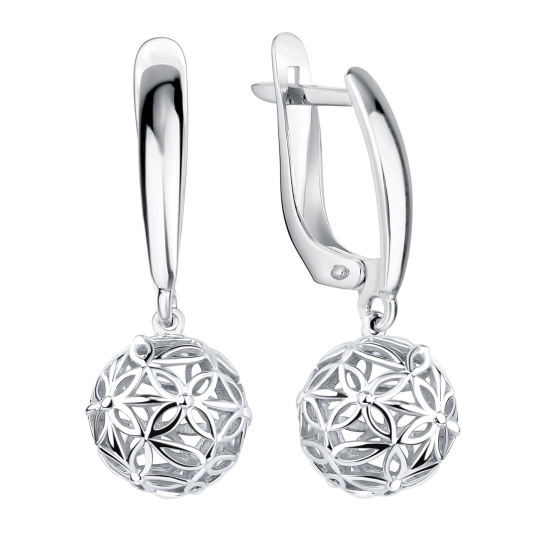 Серьги из серебра с фианитами