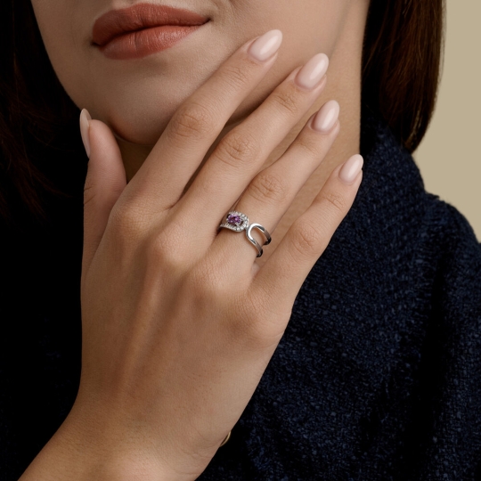 Серьги из серебра с аметистами и фианитами