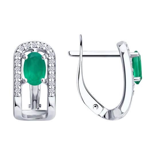 Серьги из серебра с аметистами и фианитами