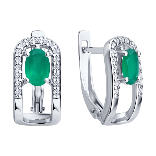 Серьги из серебра с аметистами и фианитами