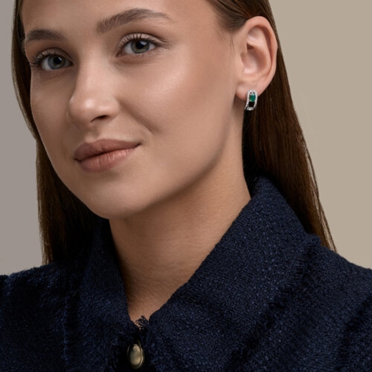 Серьги из серебра с аметистами и фианитами