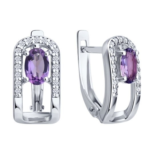 Серьги из серебра с агатами и фианитами