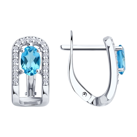 Серьги из серебра с аметистами и фианитами
