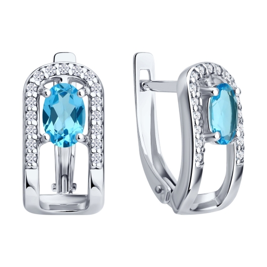Серьги из серебра с аметистами и фианитами