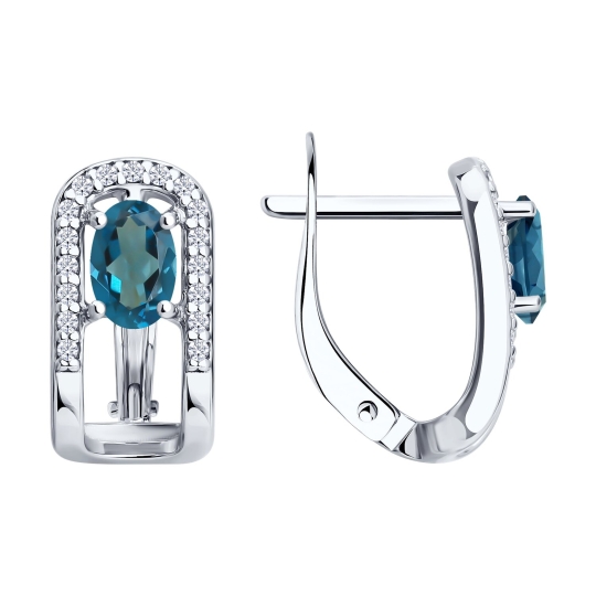 Серьги из серебра с аметистами и фианитами