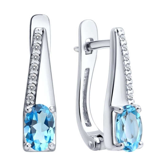 Серьги из серебра с агатами и фианитами