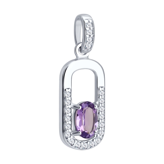 Серьги из серебра с аметистами и фианитами