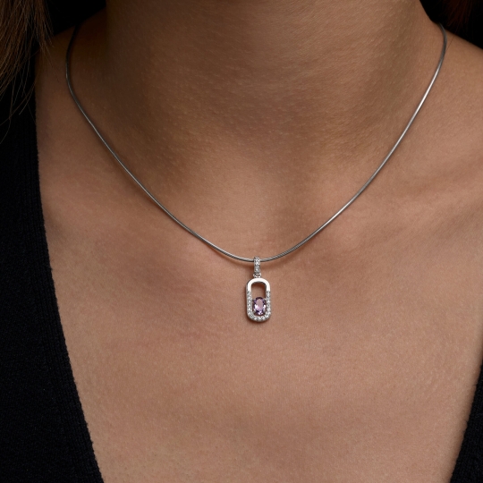 Серьги из серебра с аметистами и фианитами