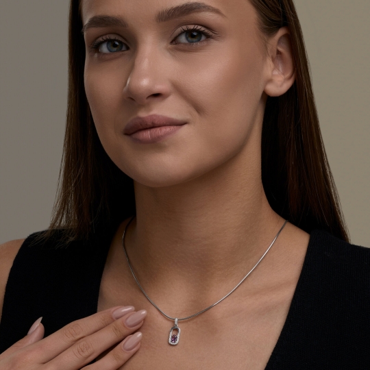 Серьги из серебра с аметистами и фианитами