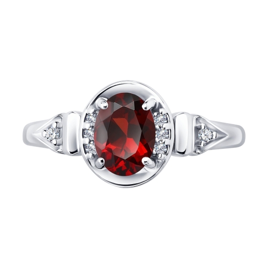 Серьги из серебра с гранатами и фианитами