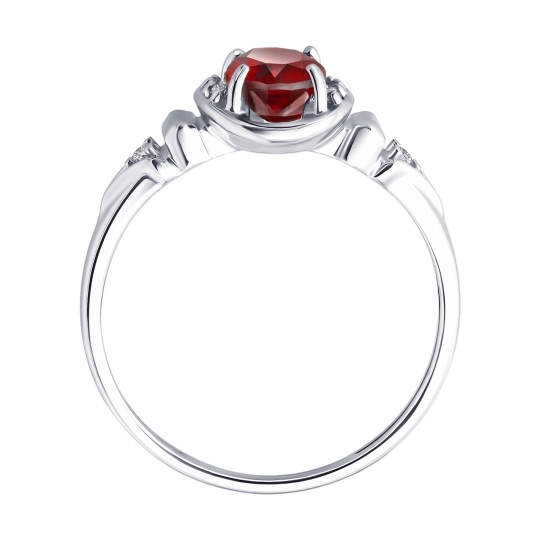 Серьги из серебра с гранатами и фианитами