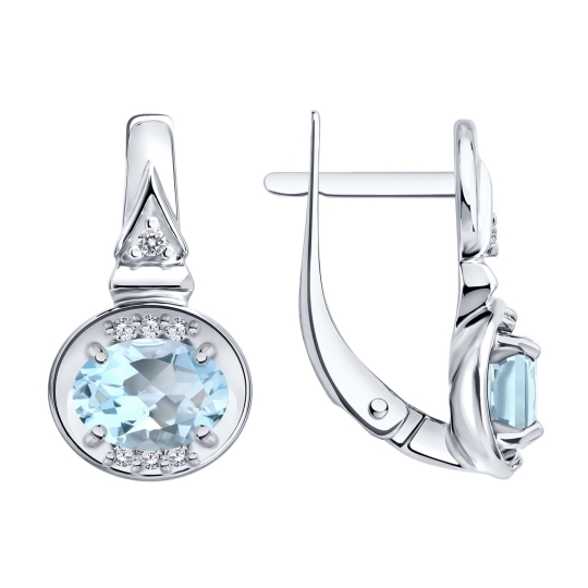 Серьги из серебра с фианитами
